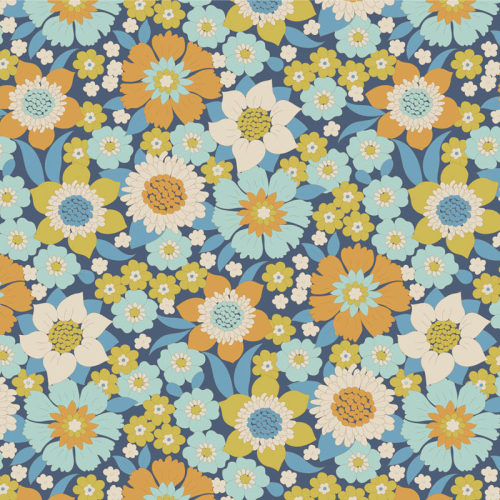 Tilda Patchwork Stoff Baumwolle - Wallflower - Lauren Blue